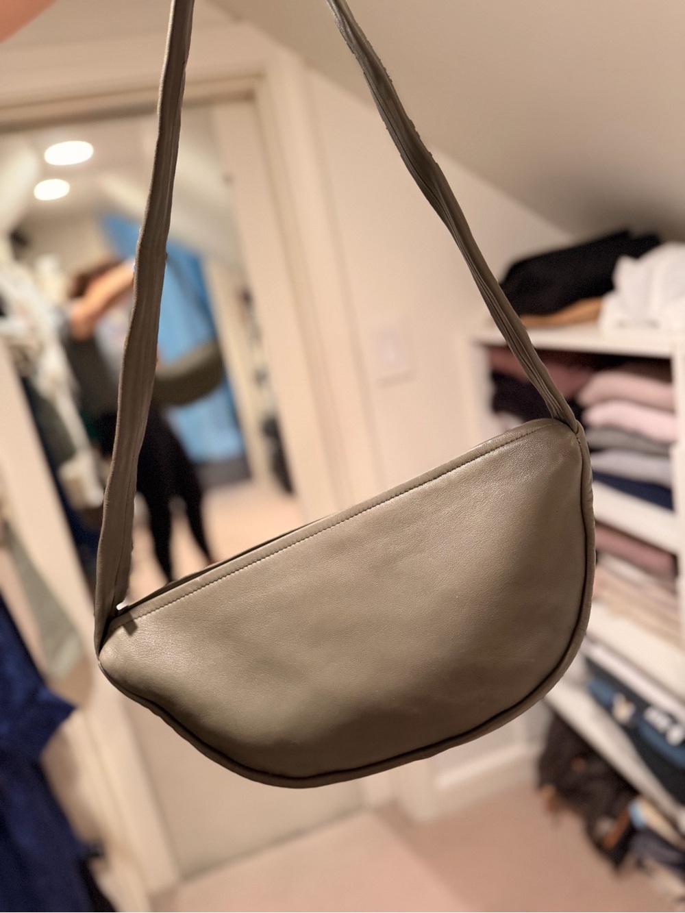 St. Agni Half-Moon Shoulder Bag in Olive Green